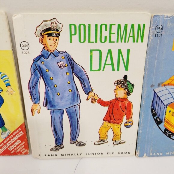 3 Vtg Mini Kids Rand McNally Books Hoppity Skip Policeman Dan Little Toy Train - Picture 3 of 14
